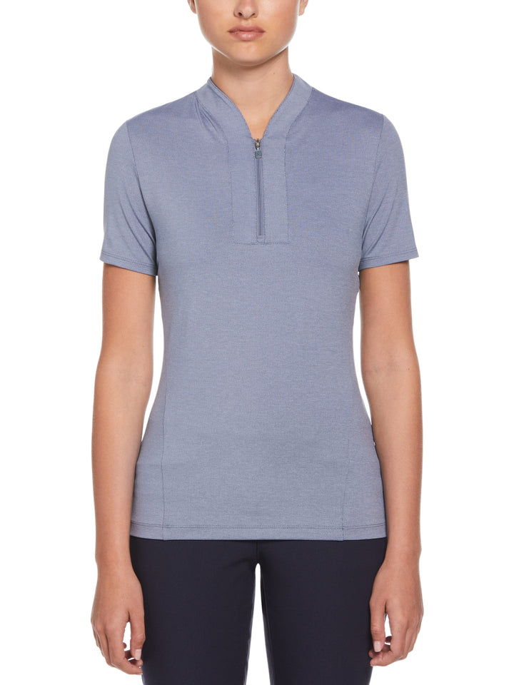 Tonal Texture Heather Polo Top (Blue Indigo Htr) 