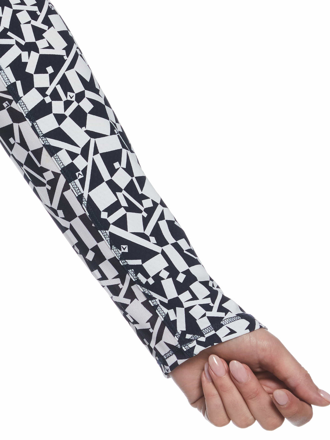 Two-Tone Geometric Print Golf Shirt (Peacoat) 