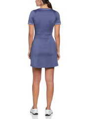 V-Neck Colour Block Dress (Blue Indigo) 