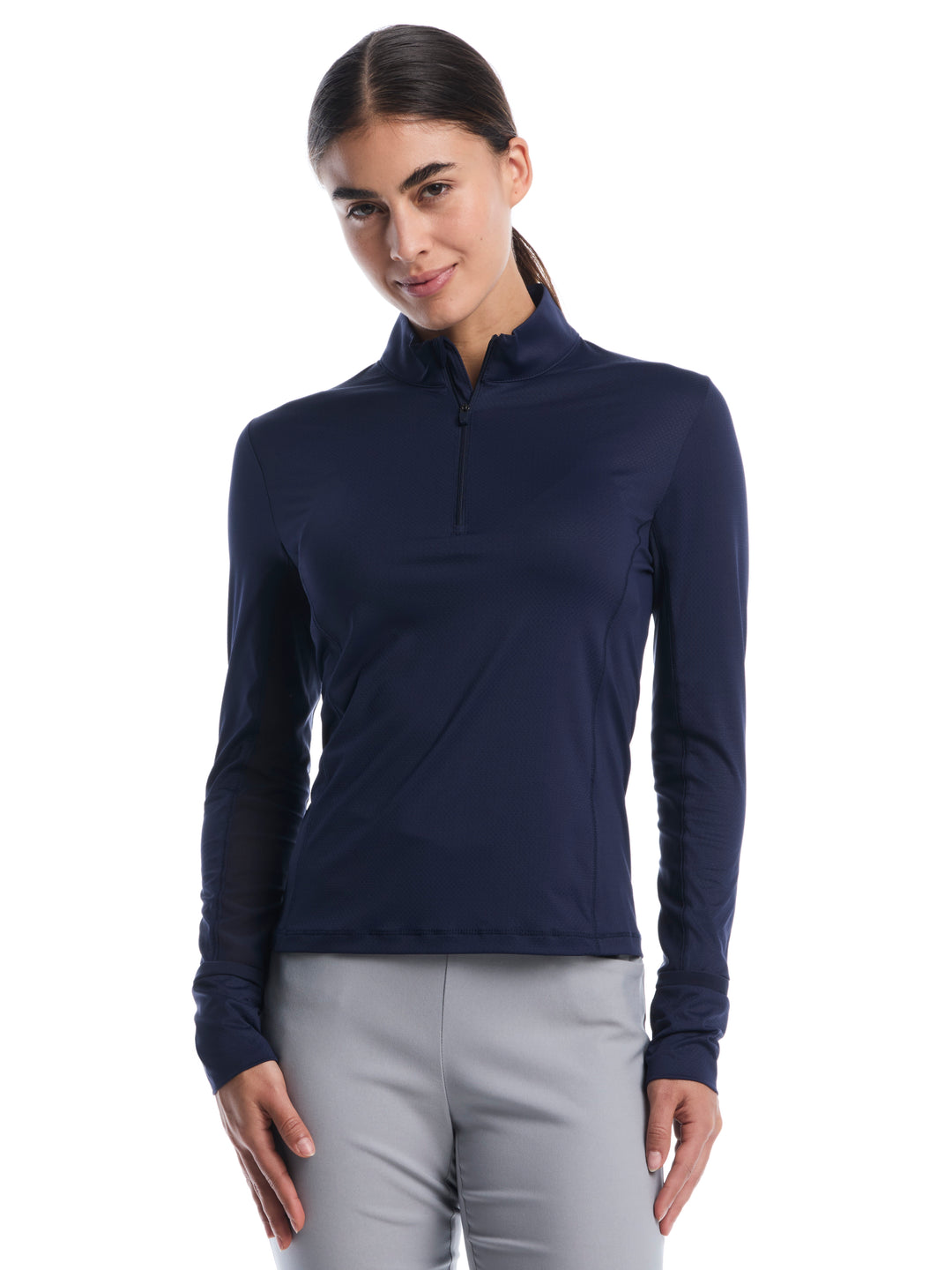 Womens Waist Length Sun Protection Shirt-Jackets-Navy-XS-Callaway