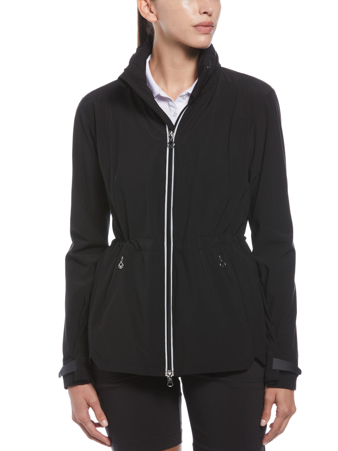Wind and Water Resistant Golf Jacket with Packable Hood (Caviar) 