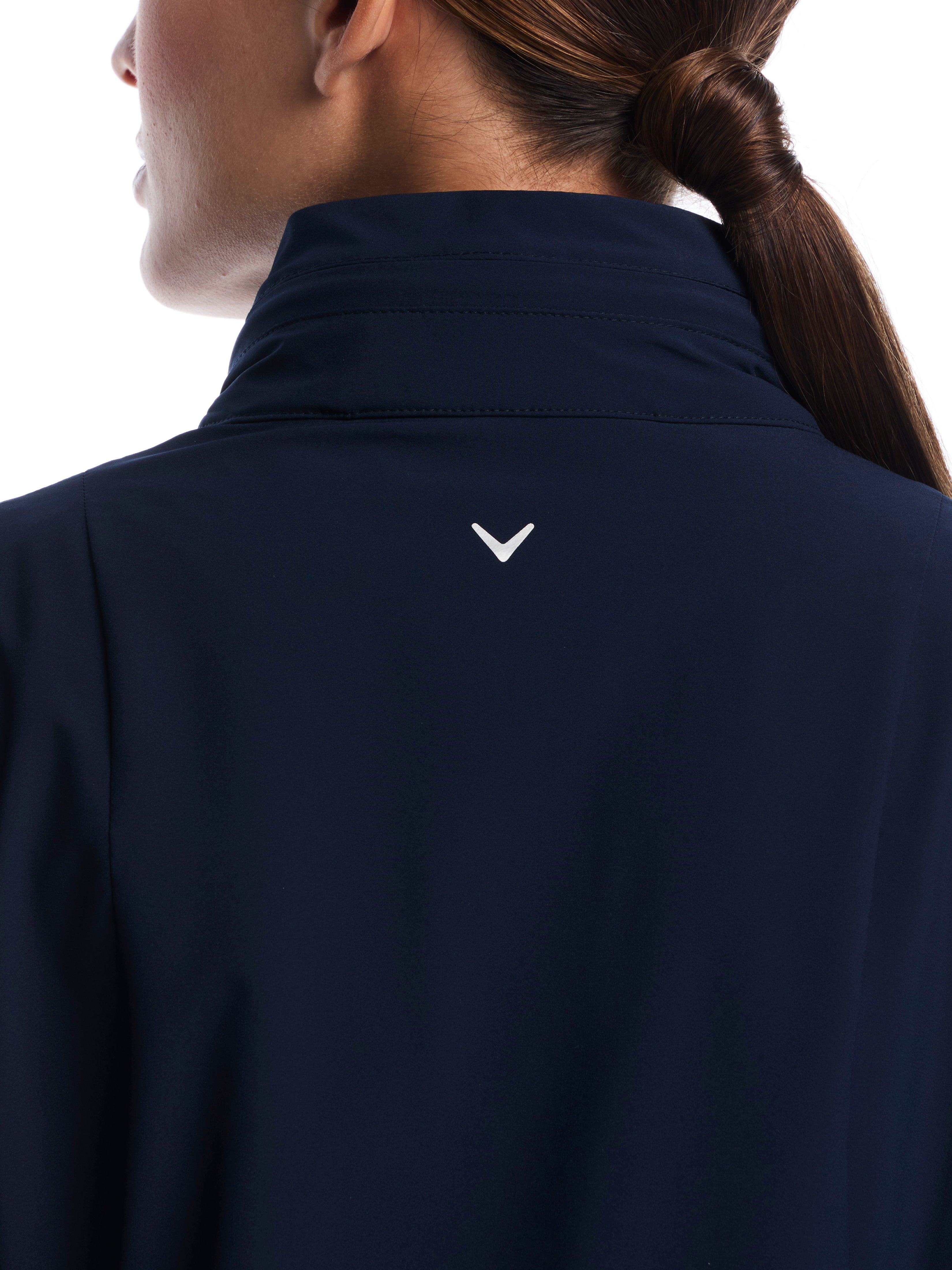 Womens Wind and Water Resistant Golf Jacket with Packable Hood