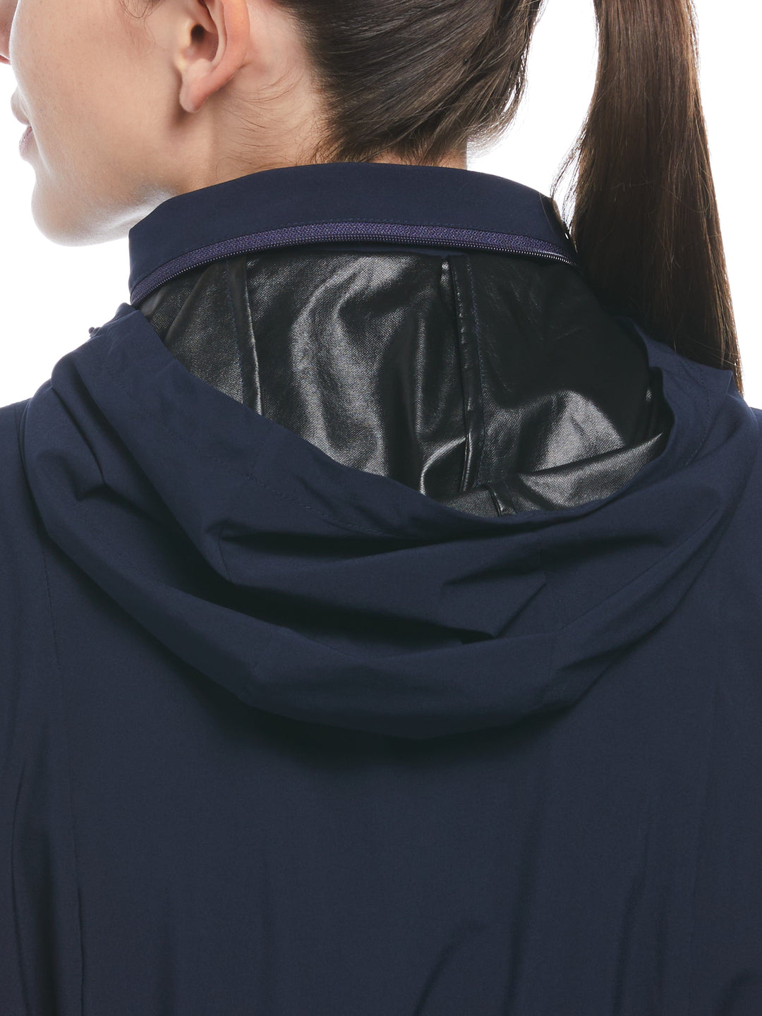 Wind and Water Resistant Golf Jacket with Packable Hood (Peacoat) 