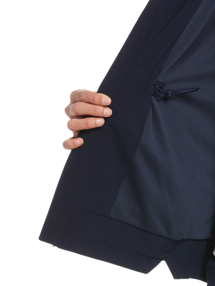 Wind and Water Resistant Golf Jacket with Packable Hood (Peacoat) 