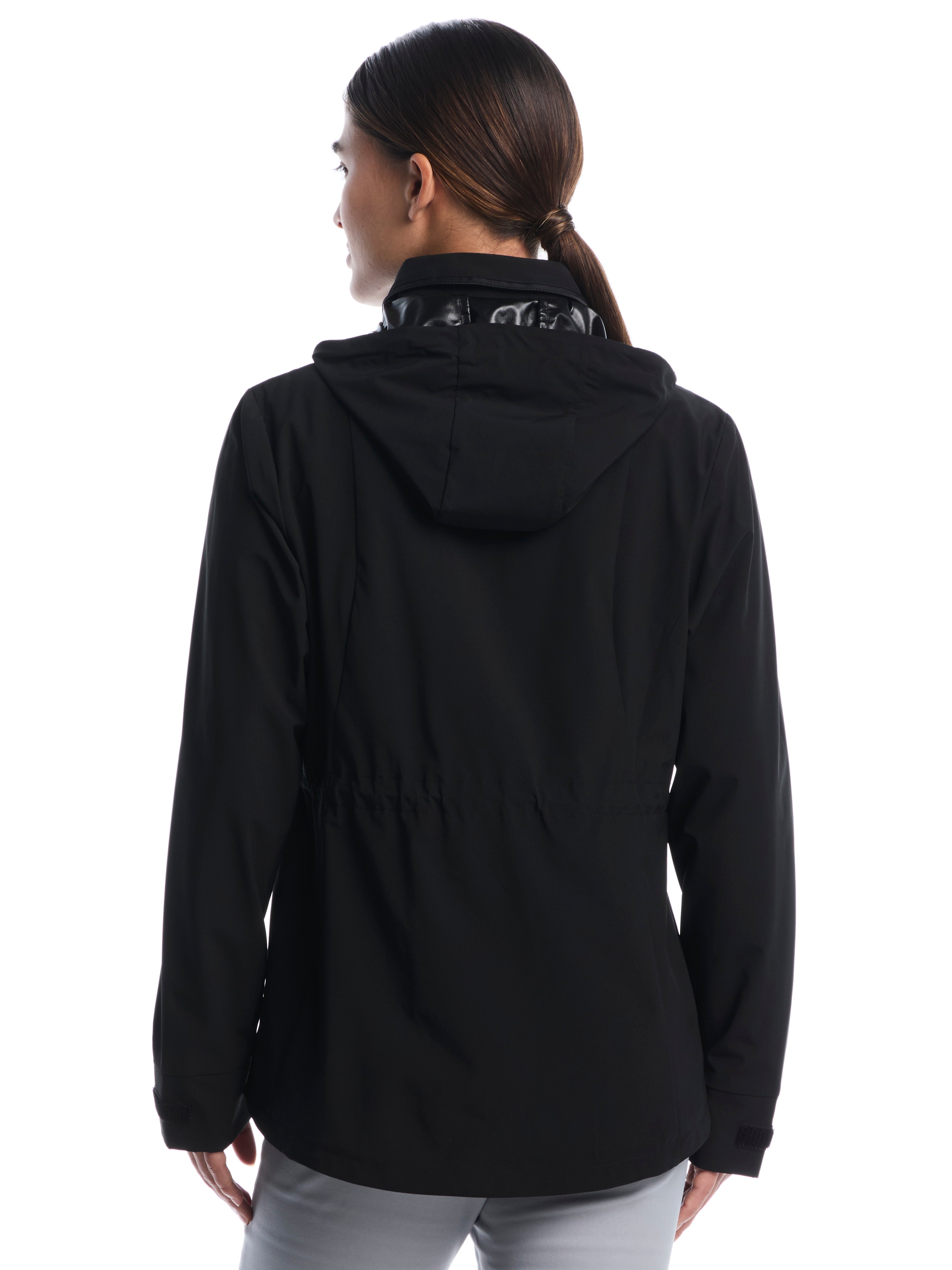 Callaway レディース ジャケット M ブラック Womens Wind and Water Resistant Golf Jacket with Packable Hood
