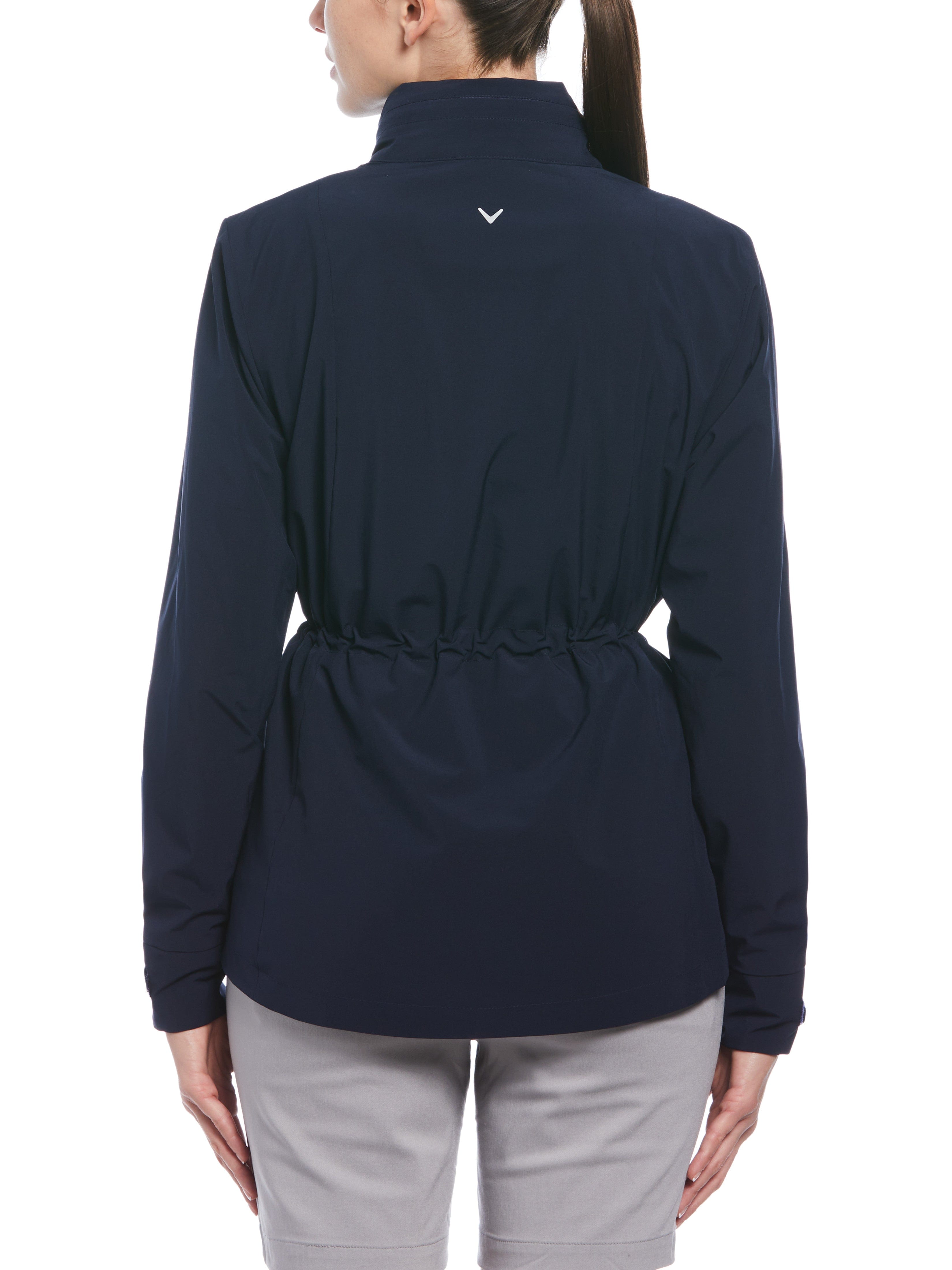 Womens Wind and Water Resistant Golf Jacket with Packable Hood