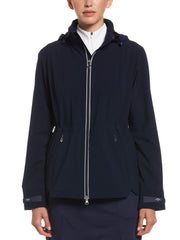 Wind and Water Resistant Golf Jacket with Packable Hood (Peacoat) 