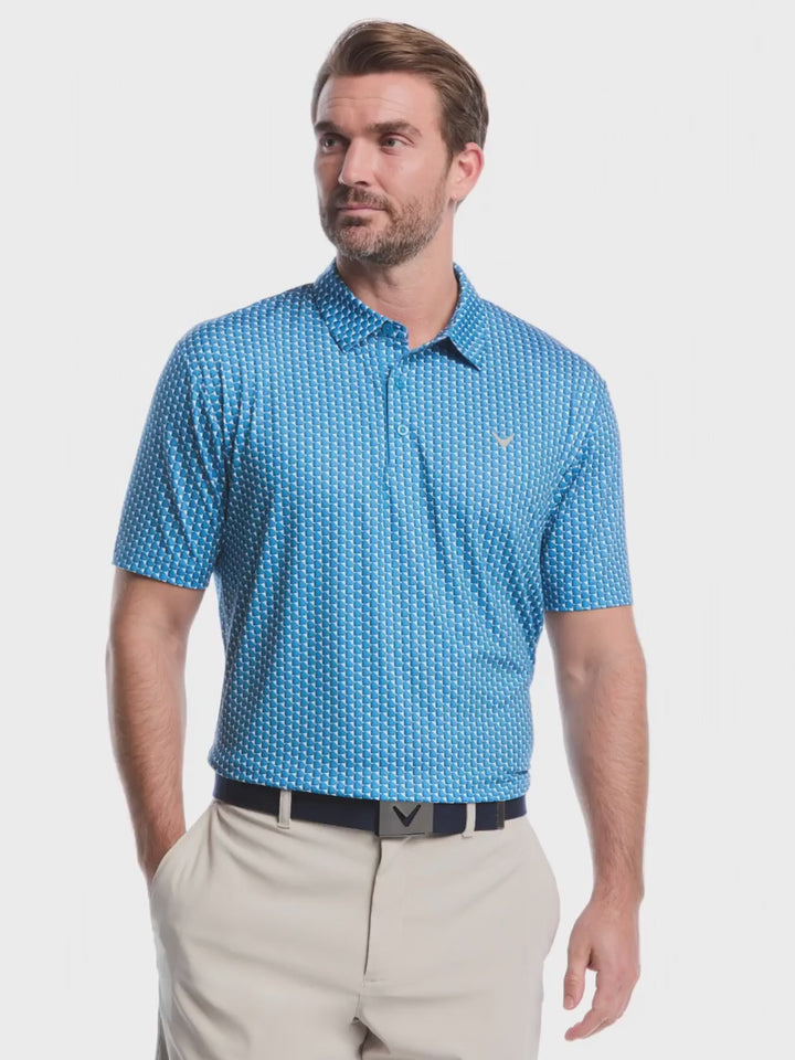 Mens All Over Chevron Geo Polo