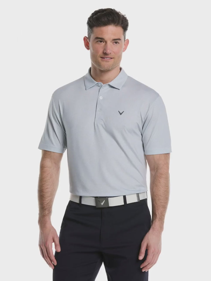 Mens Heather Geo Print Golf Polo