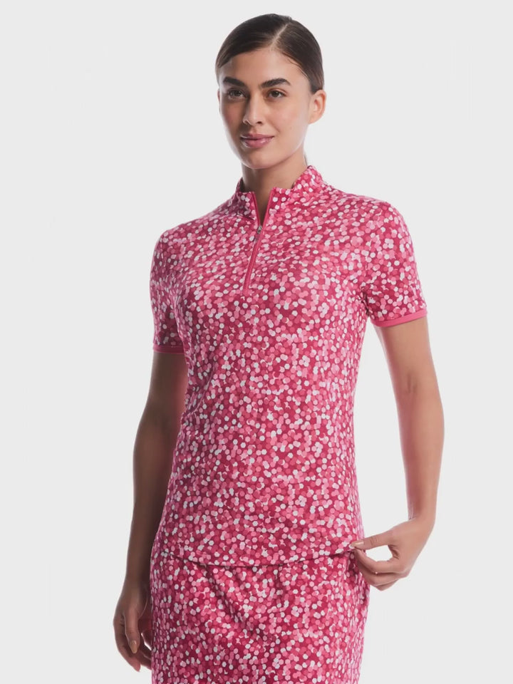 Womens Confetti Zip Polo