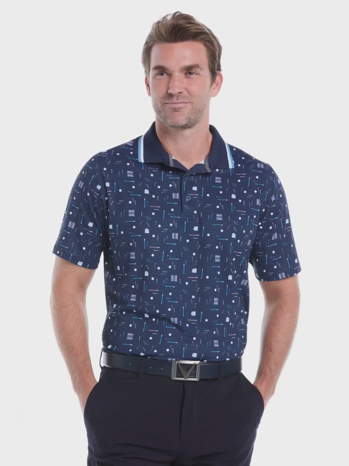Mens Golf Collection Print Golf Polo Shirt