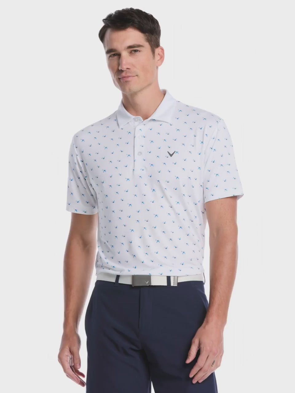 Mens All Over Birdie Chev Print Polo