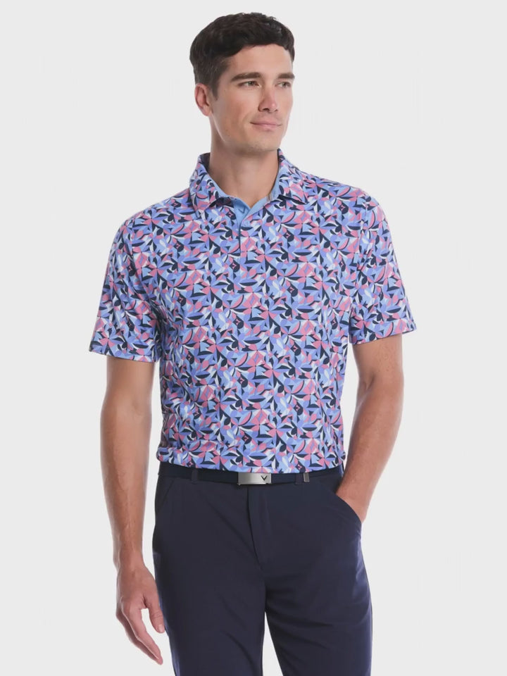 Mens Dogwood Floral Geo Print Polo