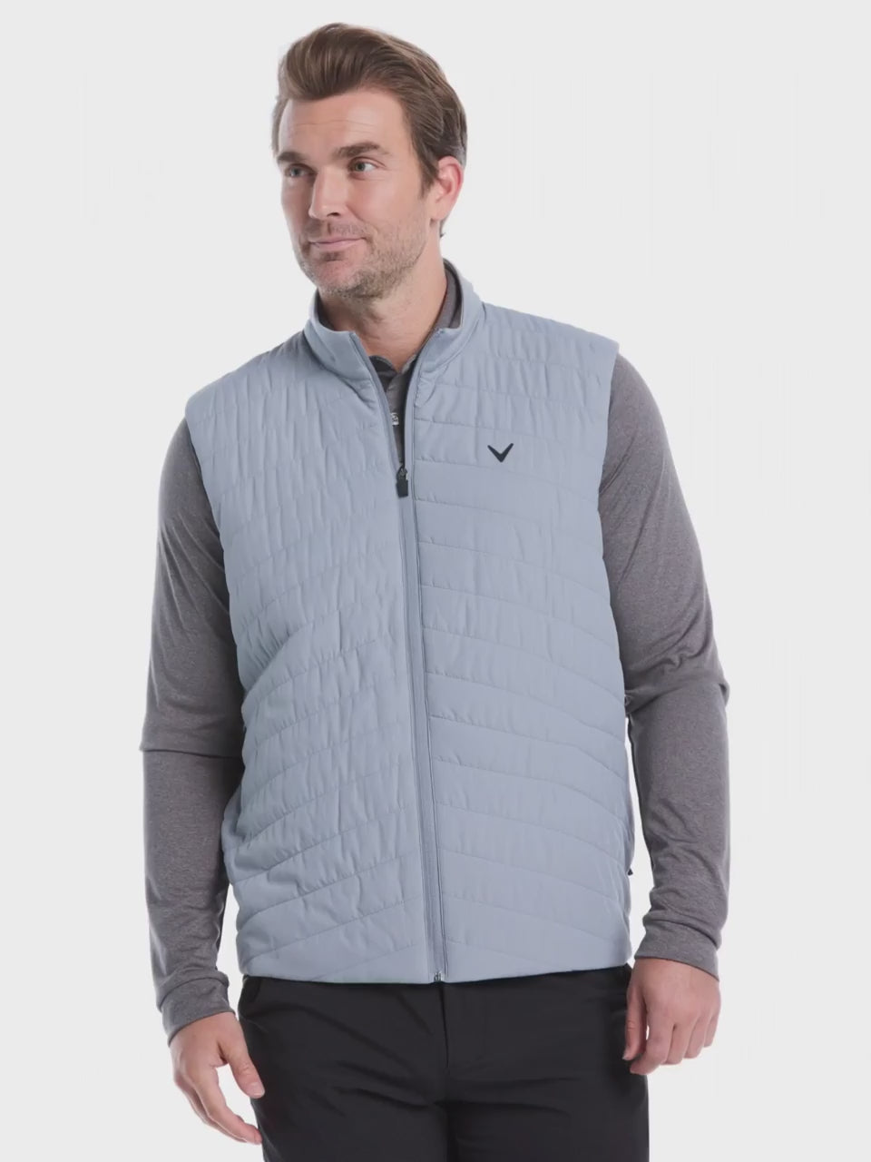 Mens Quilted Puffer Full Zip Golf Vest