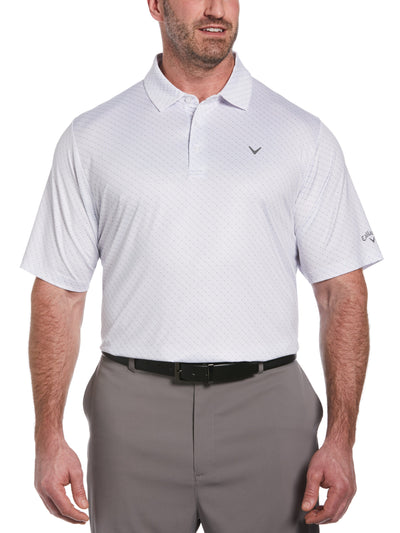 Big & Tall Allover Chevron Golf Polo (Bright White/Peacoat) 