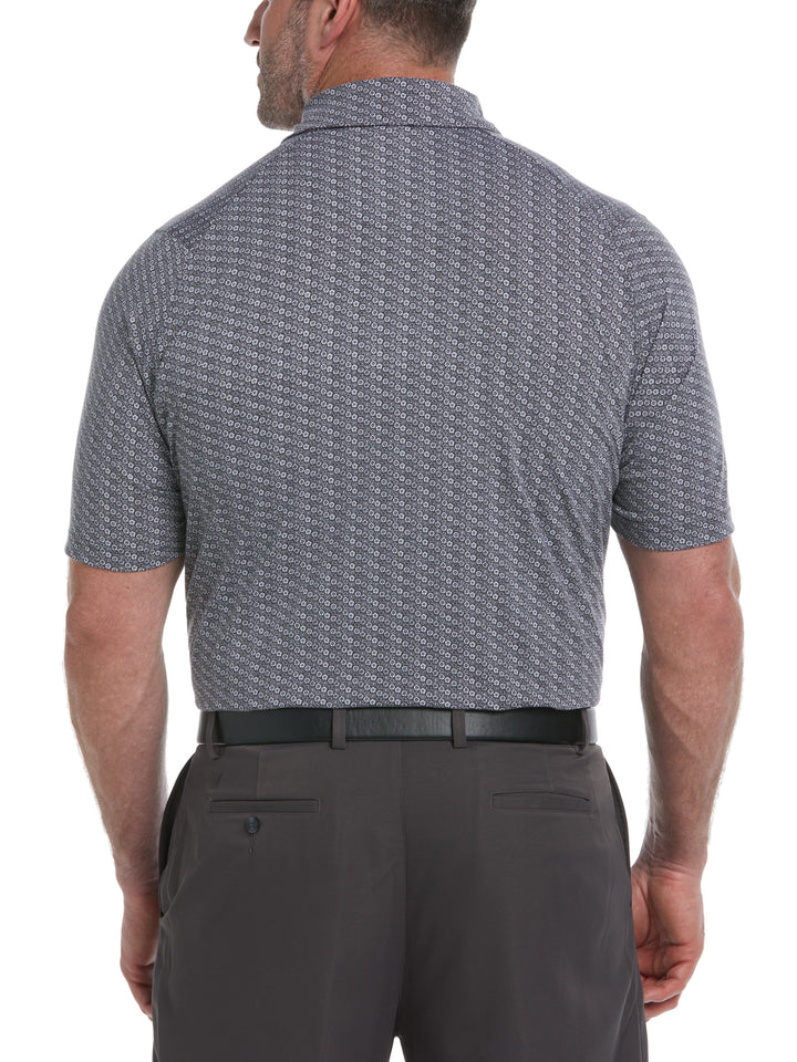 Big & Tall Allover Tie Dye Foulard Print Golf Polo (Caviar) 