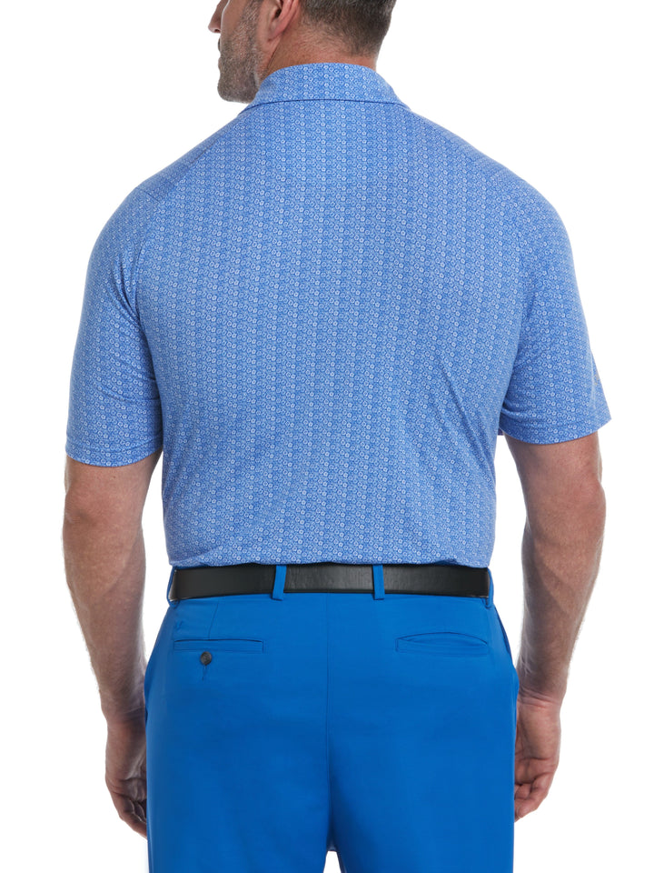 Big & Tall Allover Tie Dye Foulard Print Golf Polo (Magnetic Blue) 