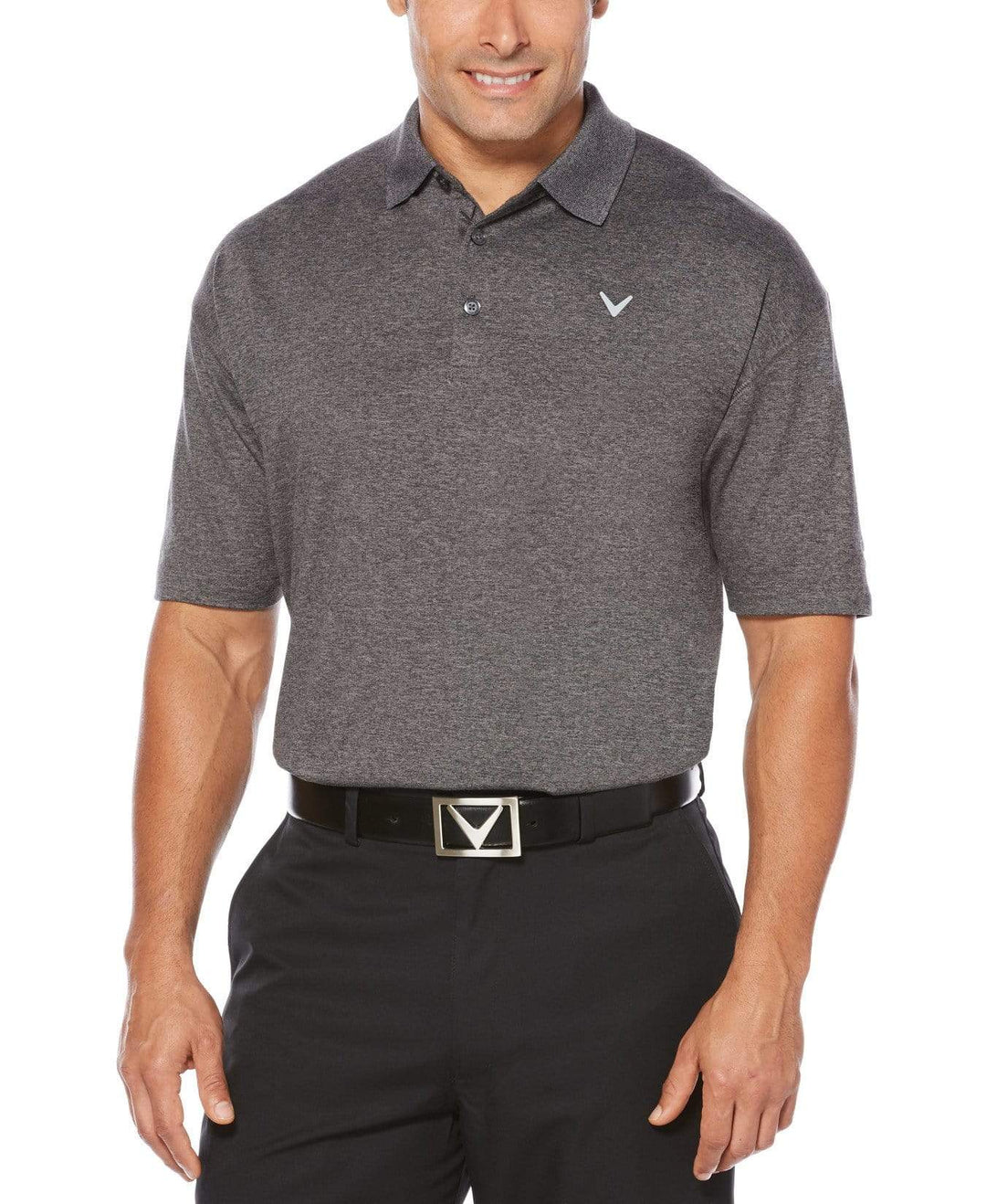 Big & Tall Cooling Heathered Polo With Chevron Polos Castlerock Heather / LT
