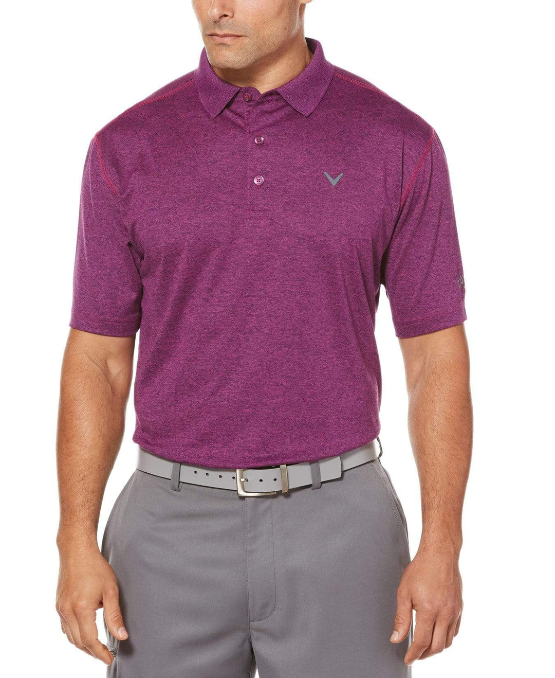 Big & Tall Cooling Heathered Polo With Chevron Polos Hollyhock Heather / 1X