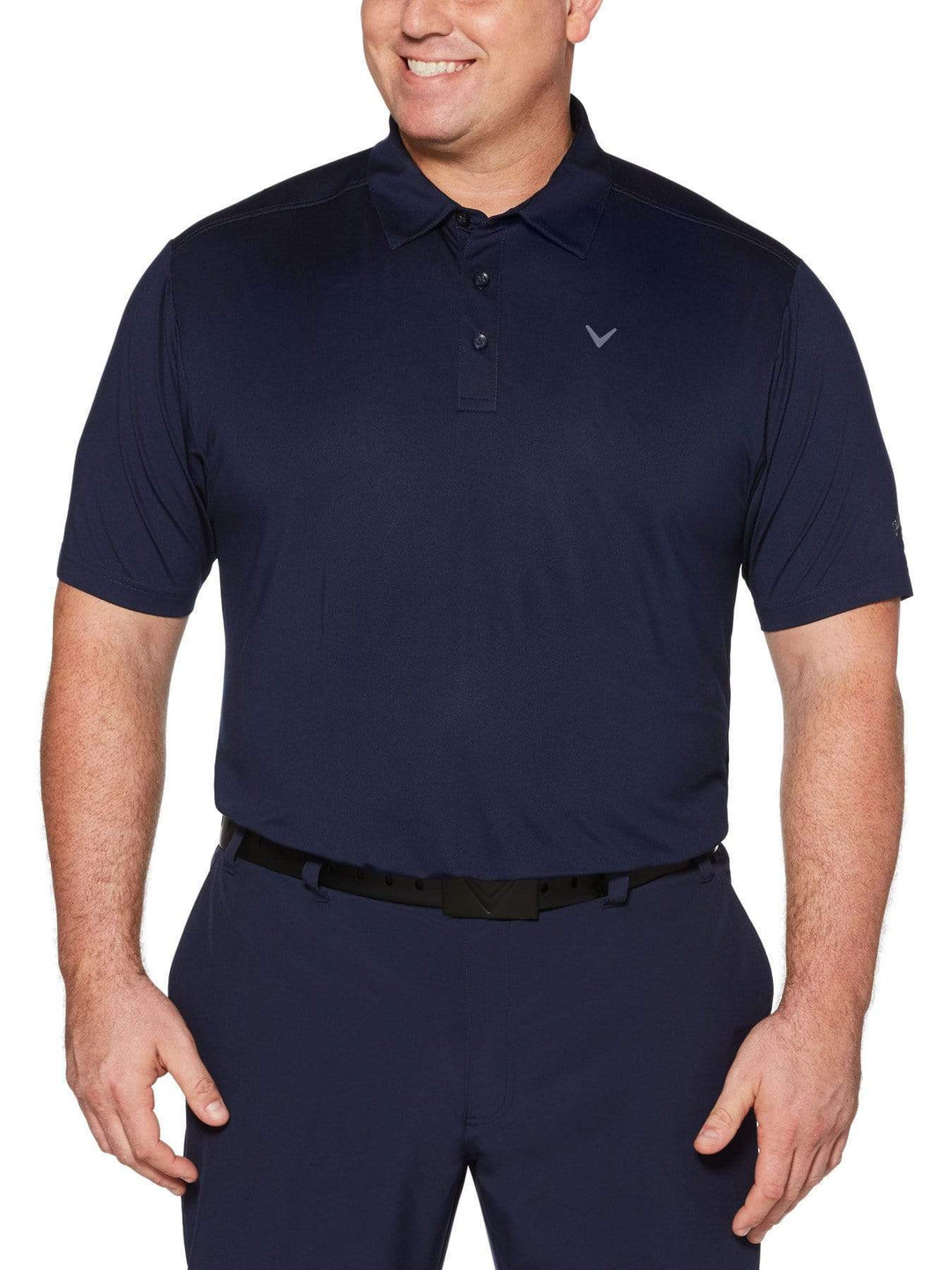 Big & Tall Cooling Micro Hex Polo with Chevron-Polos-Peacoat-2XLT-Callaway Apparel