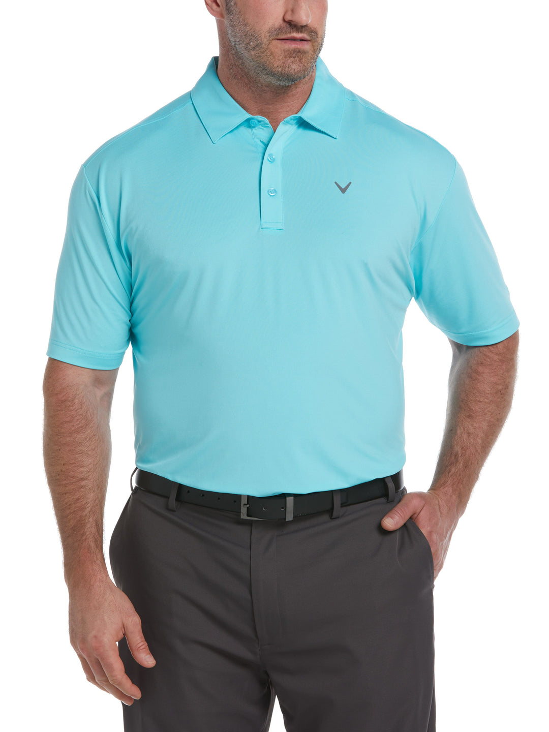 Big & Tall Cooling Micro Hex Polo with Chevron (Santorini Blue) 