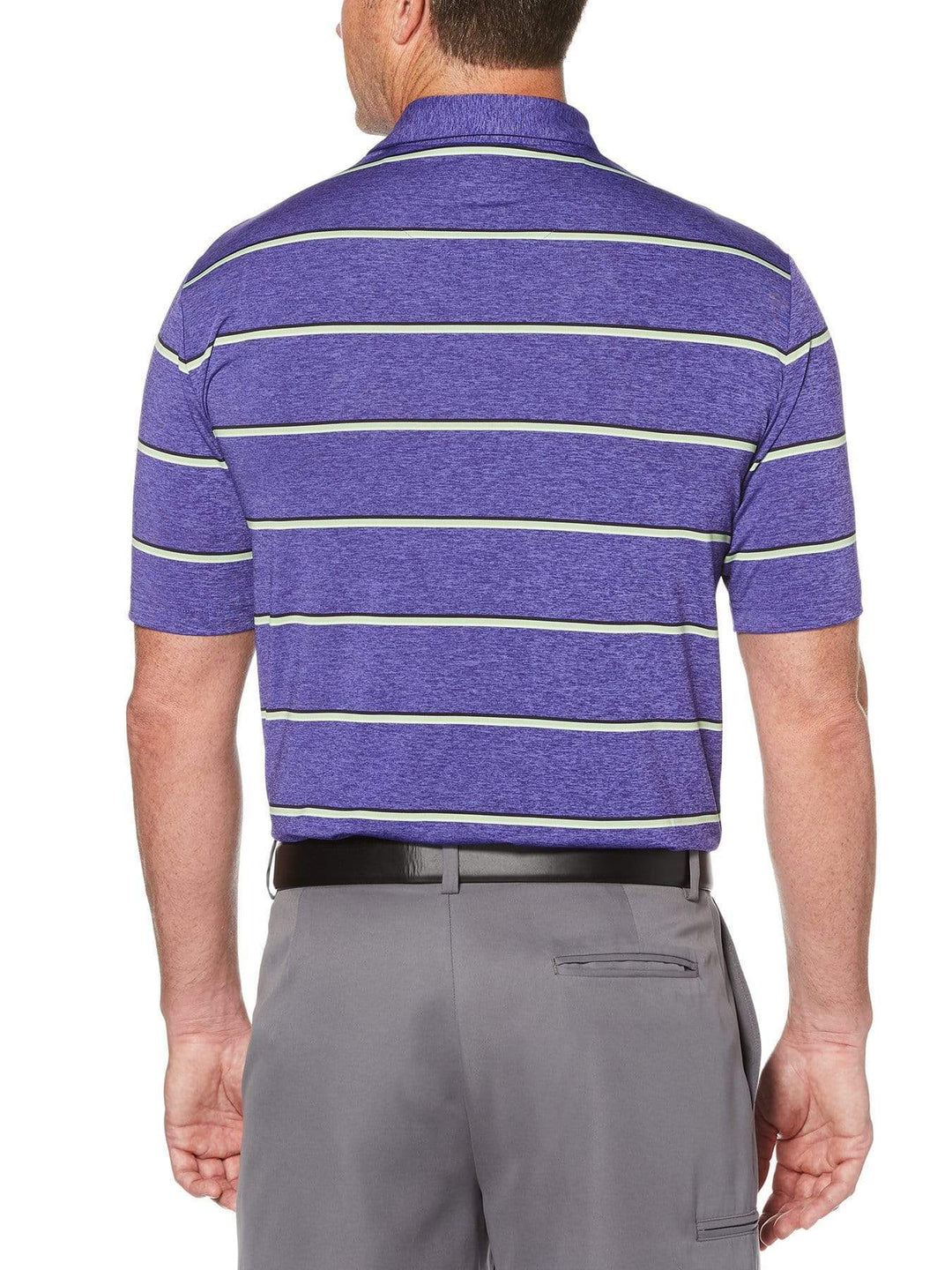BIG & TALL COOLING ROADMAP STRIPE POLO WITH CHEVRON-Polos-Purple Iris Heather-1X-Callaway Apparel