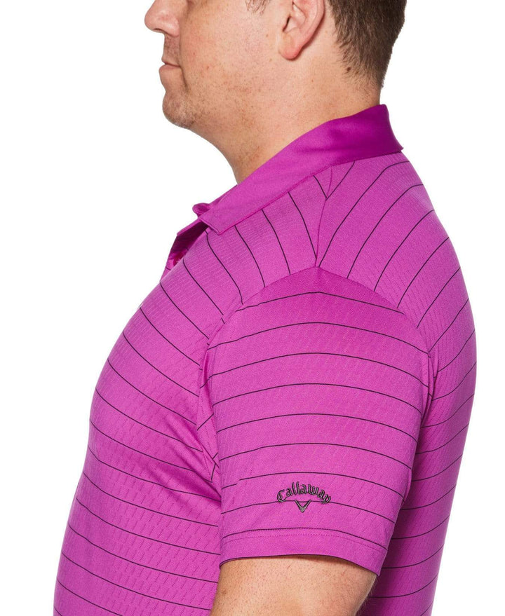 Big& Tall Core Ventilated Stripe Polo with Chevron Polos Purple Cactus Flower / LT