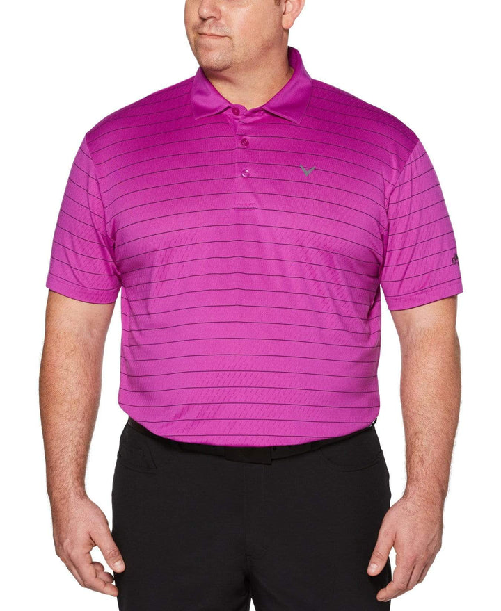 Big& Tall Core Ventilated Stripe Polo with Chevron Polos Purple Cactus Flower / LT