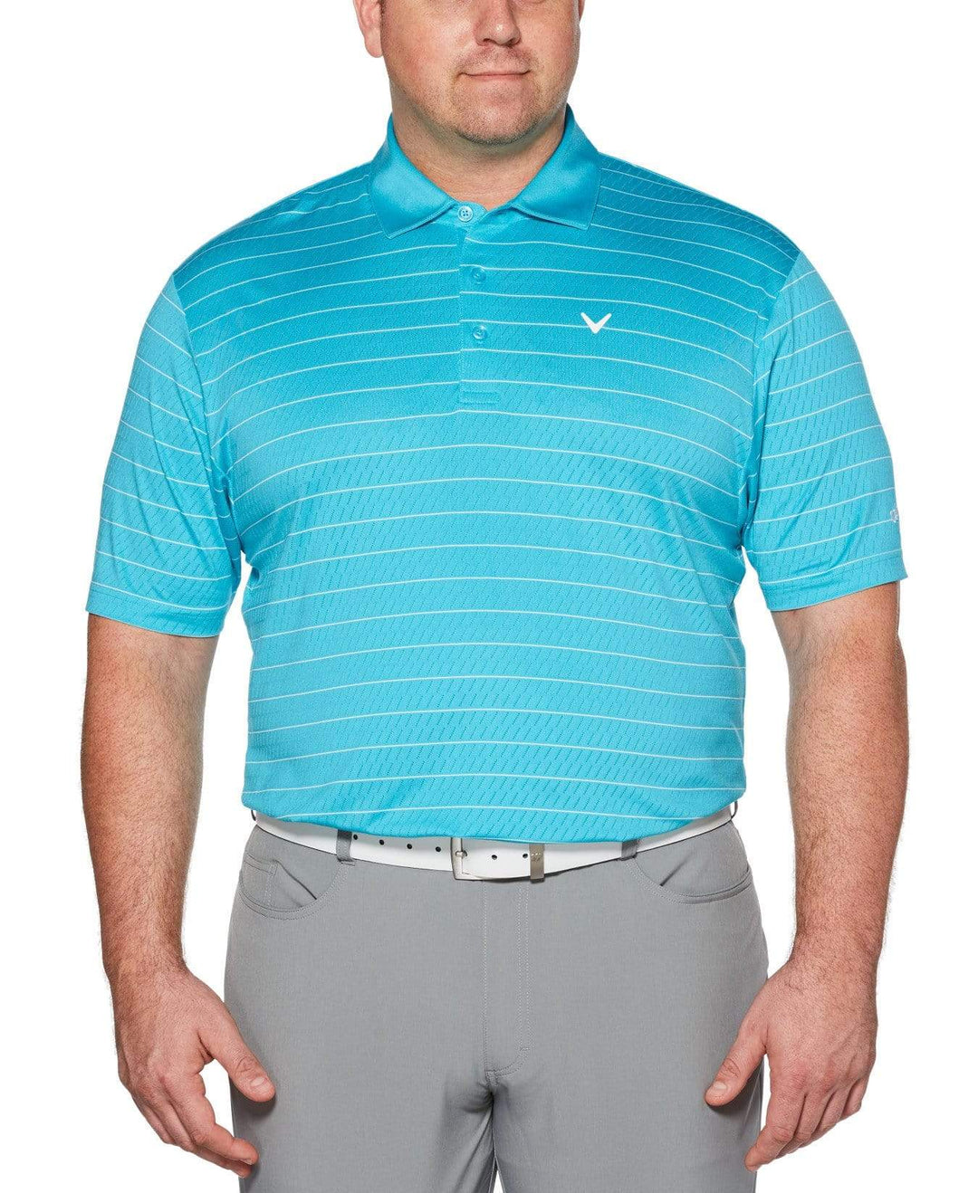 Big& Tall Core Ventilated Stripe Polo with Chevron Polos Scuba Blue / LT