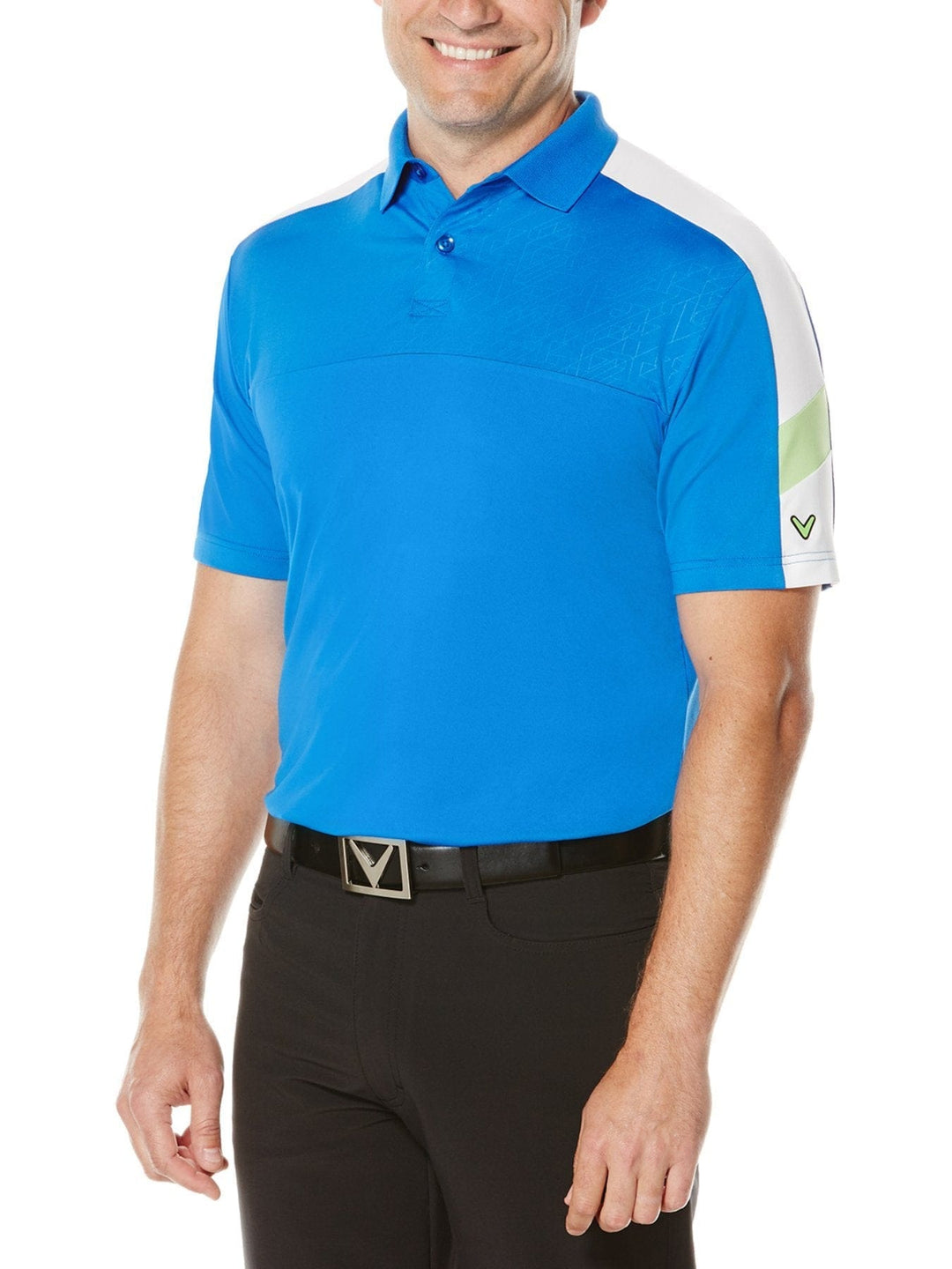 Big & Tall Embossed Three Color Blocked Polo-Polos-Magnetic Blue-1X-Callaway