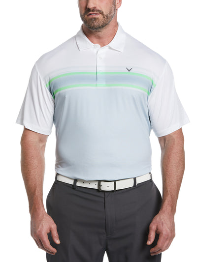 Big & Tall Engineered Energy Print Stripe Golf Polo (Bright White) 