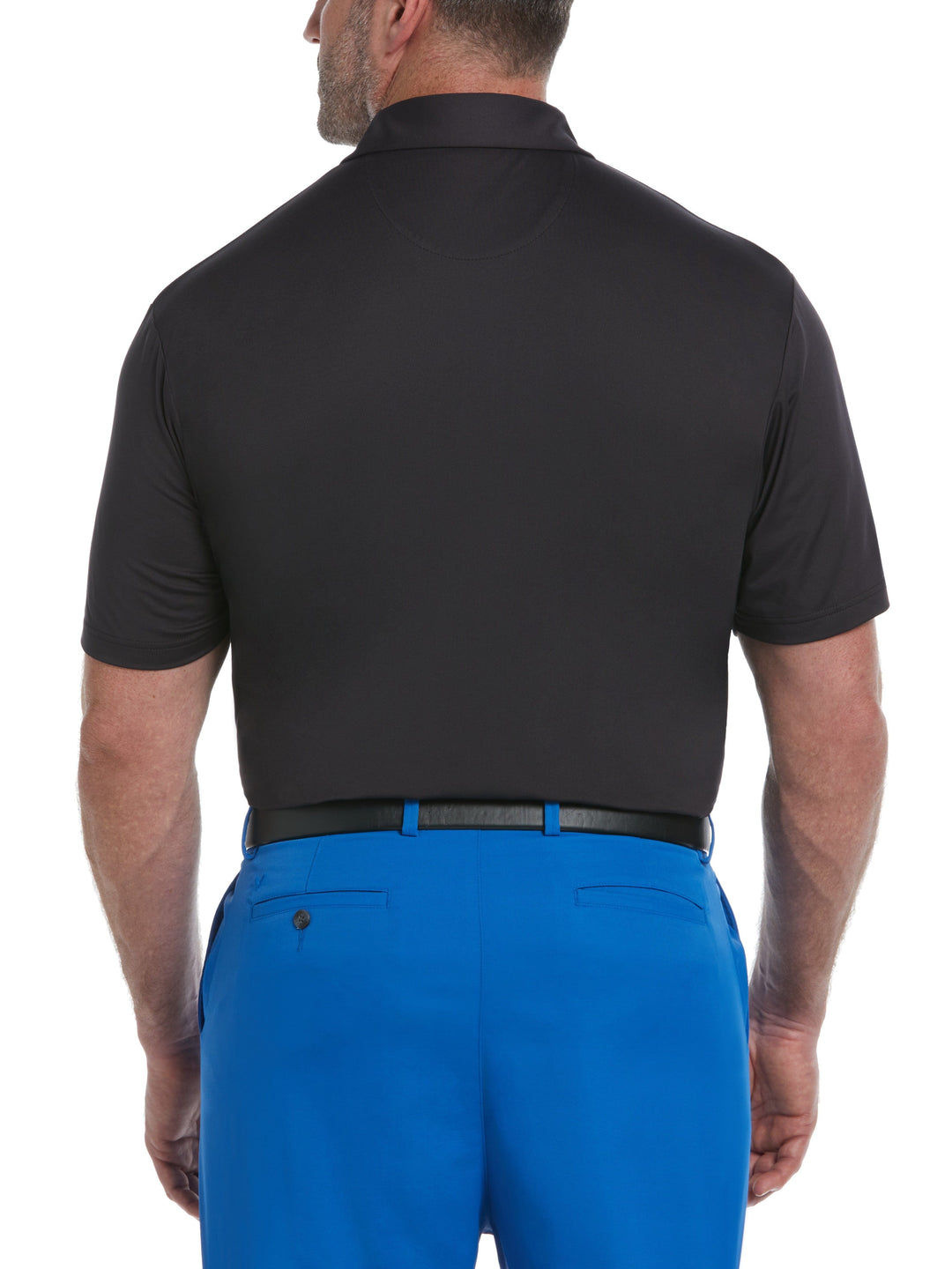 Big & Tall Engineered Energy Print Stripe Golf Polo (Caviar) 