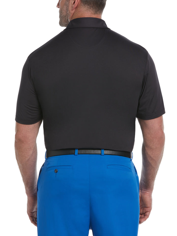 Big & Tall Engineered Energy Print Stripe Golf Polo (Caviar) 