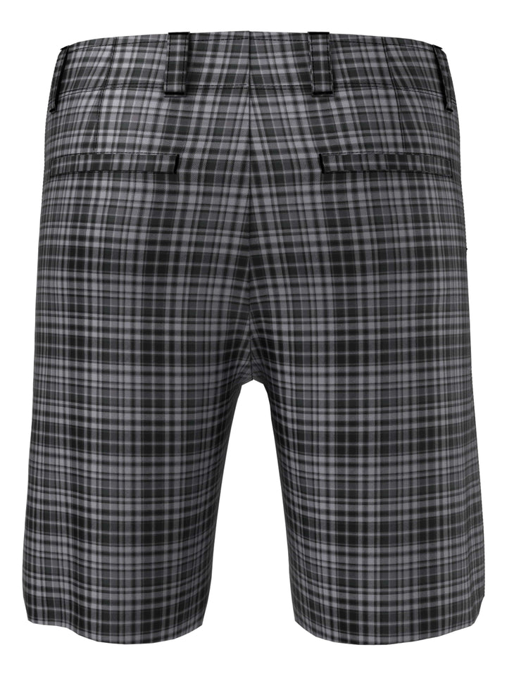 Big & Tall Flat Front Plaid Golf Short (Caviar) 