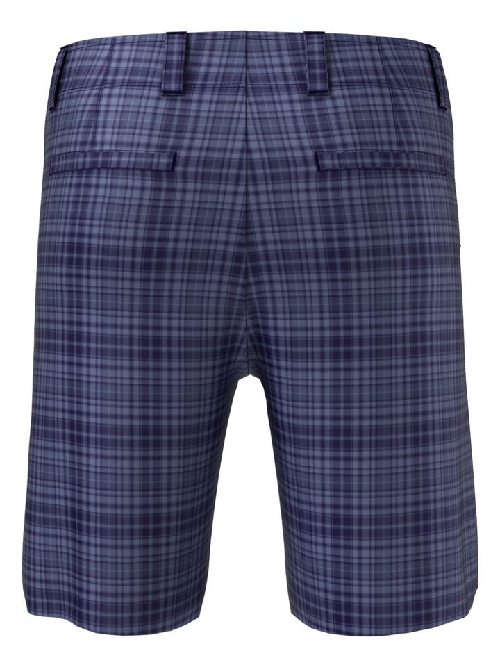 Big & Tall Flat Front Plaid Golf Short (Peacoat) 