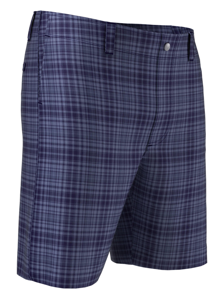 Big & Tall Flat Front Plaid Golf Short (Peacoat) 