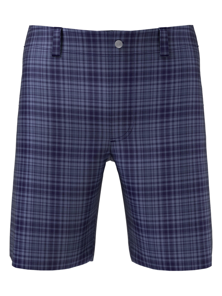 Big & Tall Flat Front Plaid Golf Short (Peacoat) 