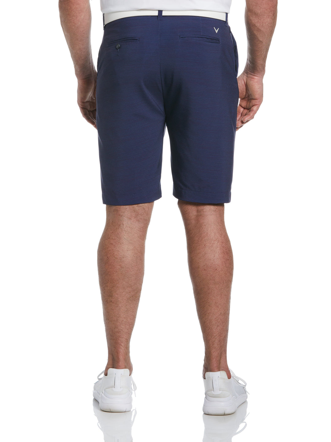 Big & Tall Flat Front Space Dye Fine Line Print Ergo Golf Short (Peacoat) 