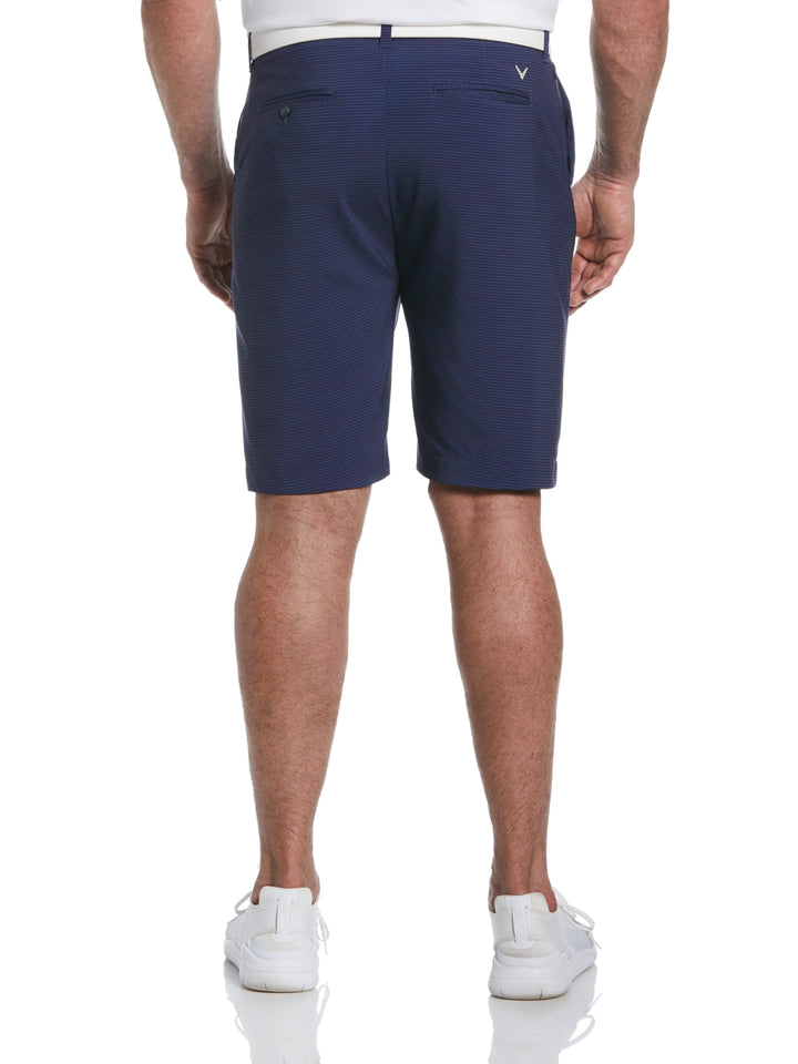 Big & Tall Flat Front Space Dye Fine Line Print Ergo Golf Short (Peacoat) 