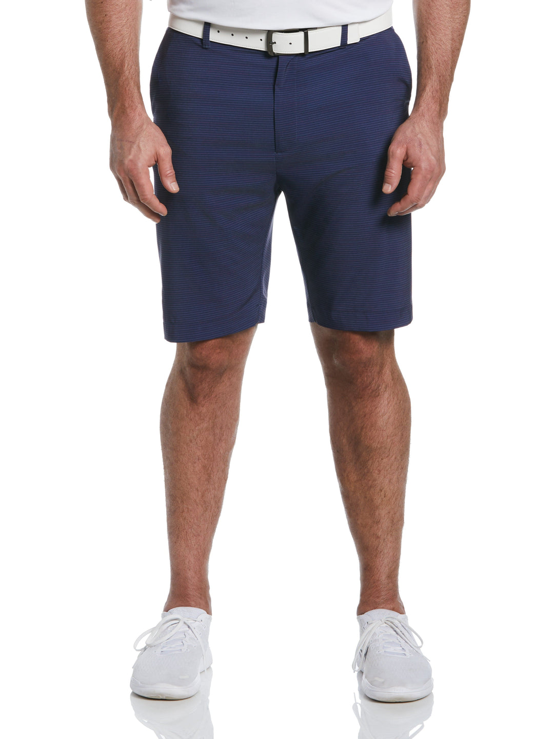 Big & Tall Flat Front Space Dye Fine Line Print Ergo Golf Short (Peacoat) 