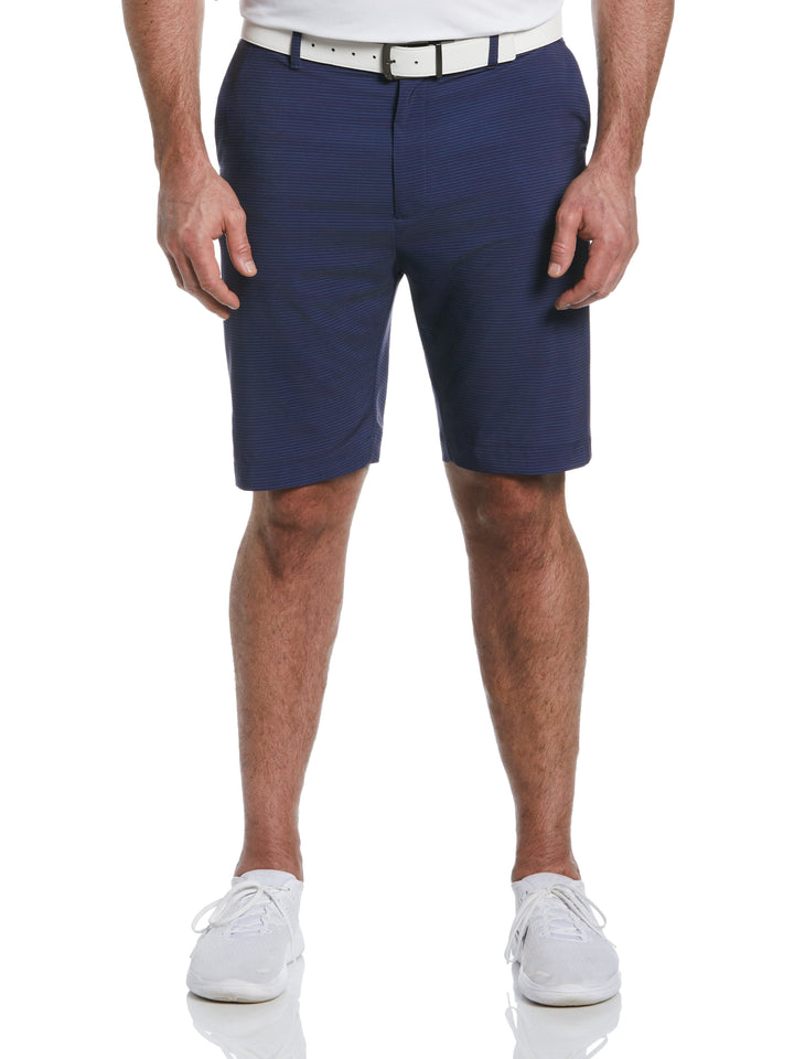 Big & Tall Flat Front Space Dye Fine Line Print Ergo Golf Short (Peacoat) 
