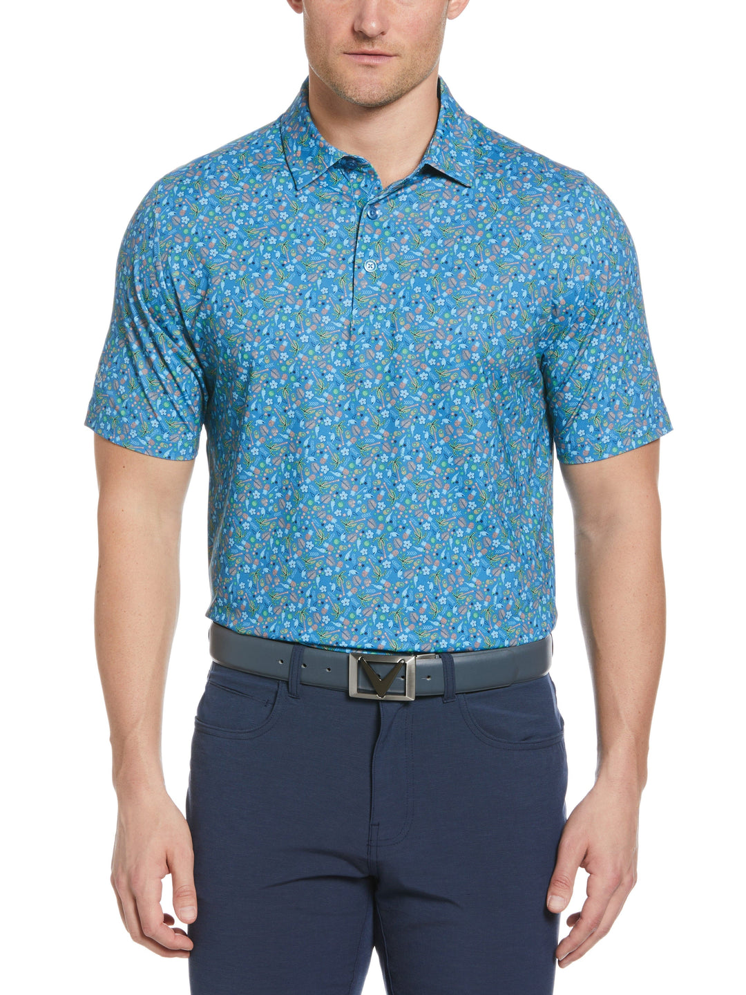Big & Tall Micro Tropical Golf Print Golf Polo-Polos-Vallarta Blue-LT-Callaway