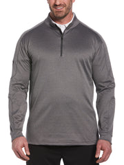 Big & Tall Midweight Waffle Knit Fleece 1/4 Zip Golf Sweater (Med Asphalt Htr) 