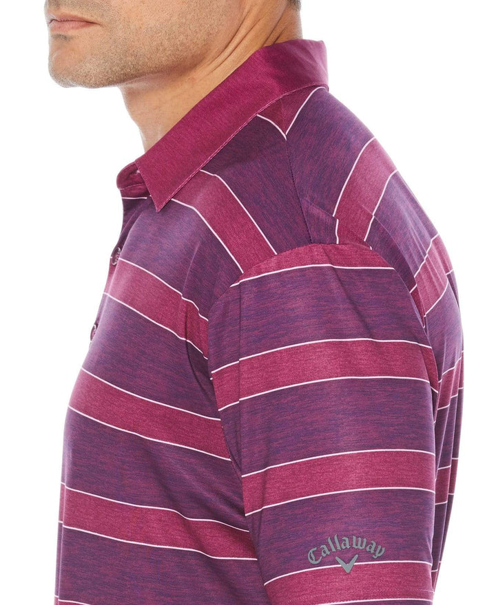 Big & Tall Opti-Dri Heathered Rugby Stripe Polo Polos