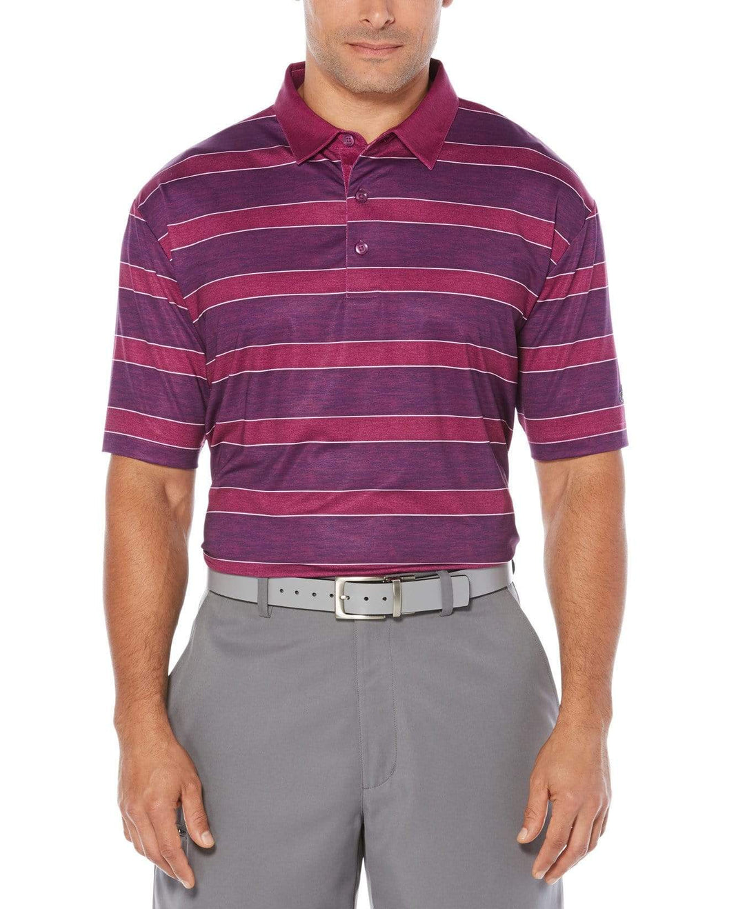 Big & Tall Opti-Dri Heathered Rugby Stripe Polo Polos Hollyhock Heather / 4XLT