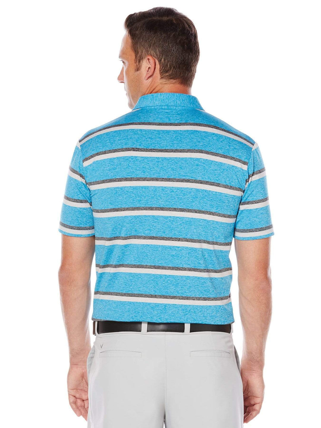 Big & Tall Opti-Soft Heather Printed Stripe Polo-Polos-Callaway Apparel
