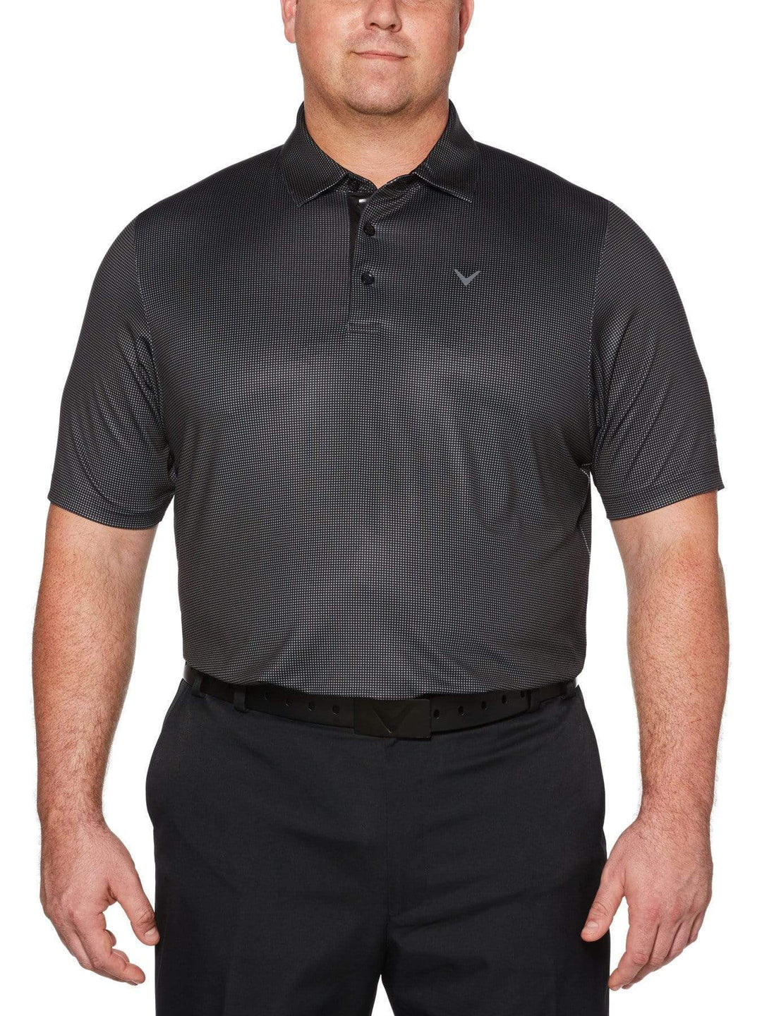 Big & Tall Printed Gingham Swing Tech Polo-Polos-Caviar-3X-Callaway Apparel