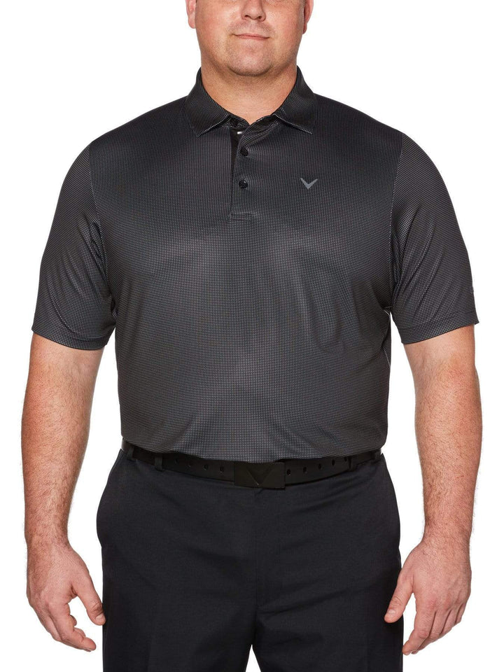 Big & Tall Printed Gingham Swing Tech Polo-Polos-Caviar-3X-Callaway Apparel