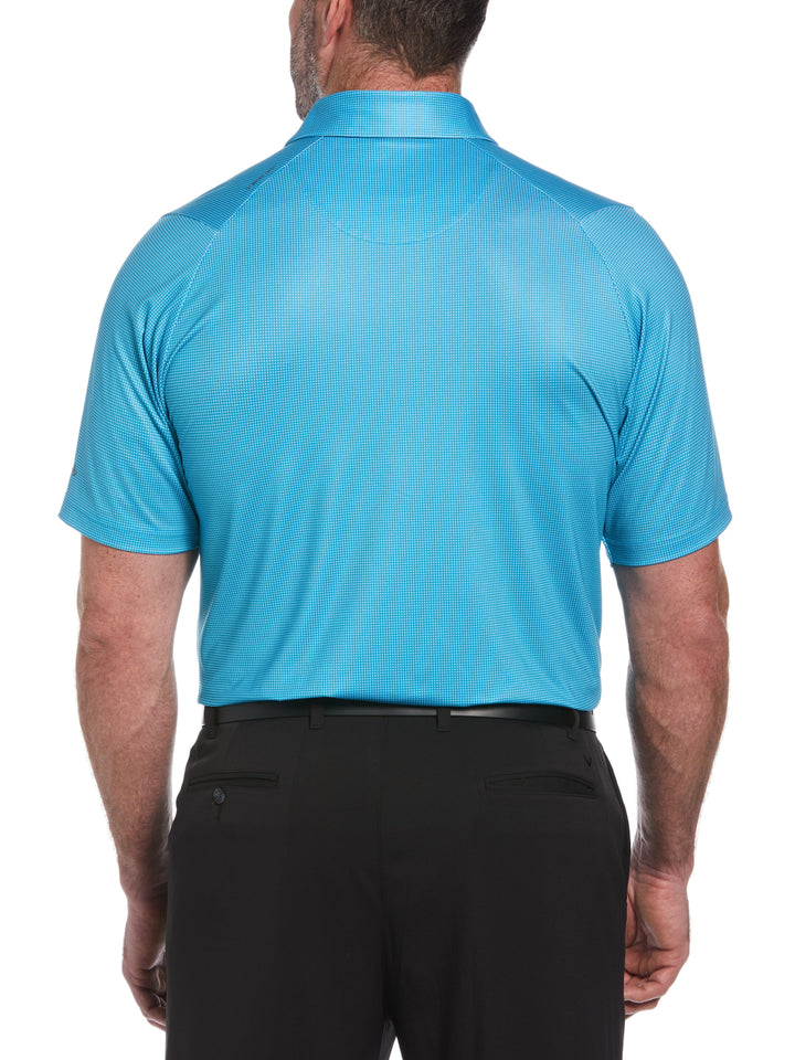 Big & Tall Printed Gingham Swing Tech Polo (Hawaiian Ocean) 