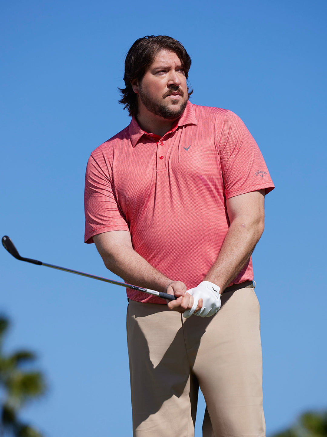 Big & Tall Printed Gingham Swing Tech™ Polo-Polos-Callaway